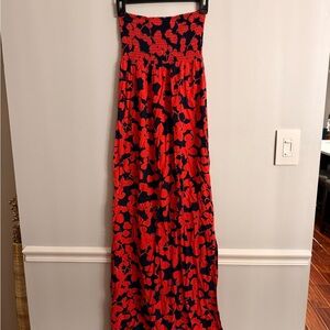 GAP Red and Black Floral Maxi Skirt
